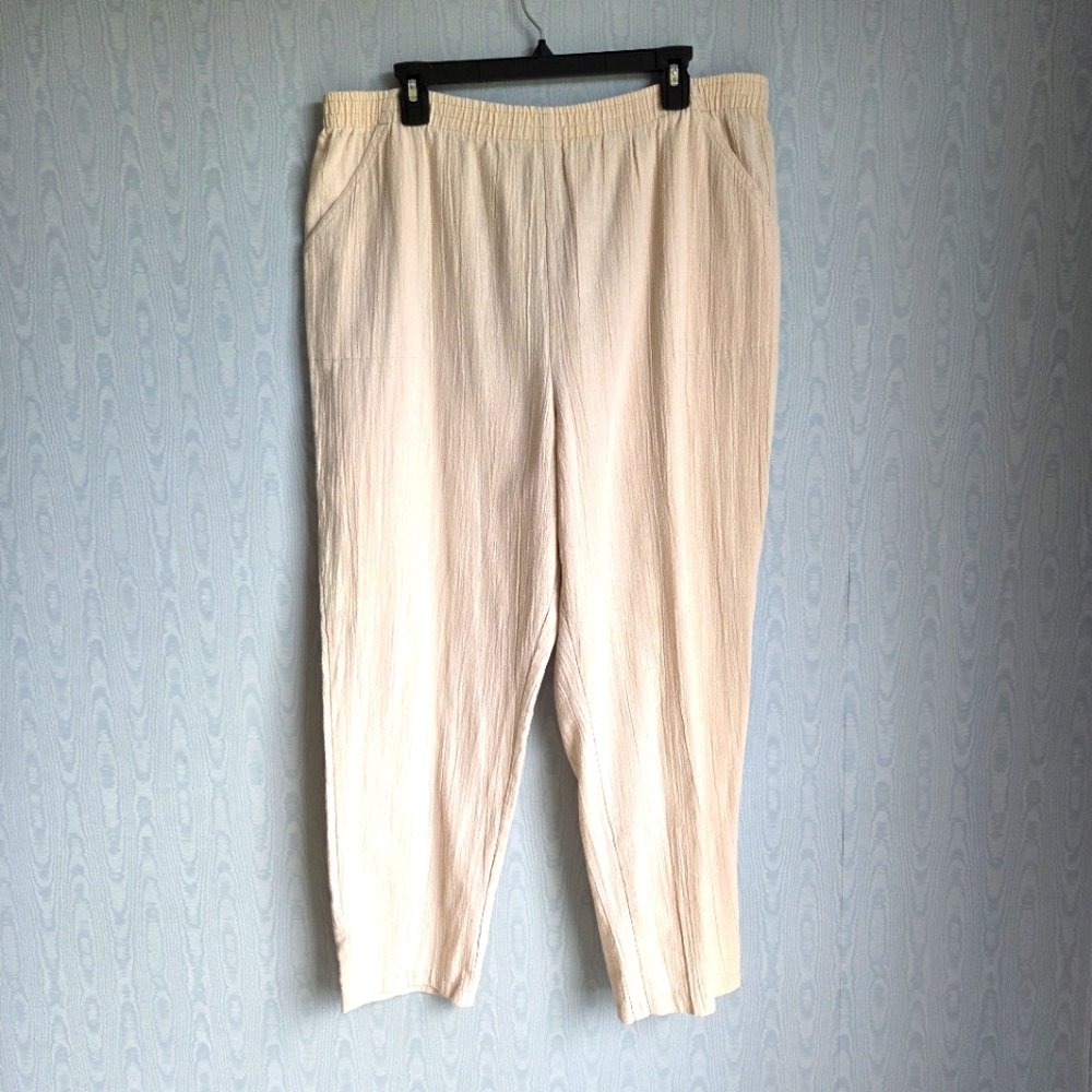 Vintage Act III Pants Women's 34×26 USA Made Ivory Crepe High‎ Rise Tapered